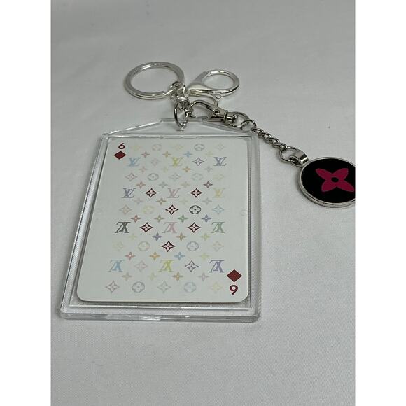 Authentic Louis Vuitton X Takashi Murakami Six of Diamond playing card Keychain - Picture 1 of 6